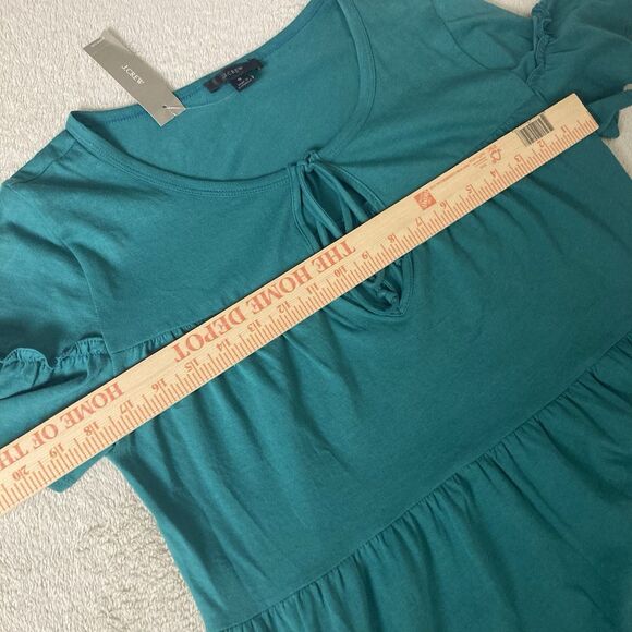NWT J. Crew Broken-in Jersey Tiered Mini Dress Deep Patina Green Hippie Boho - Picture 9 of 13